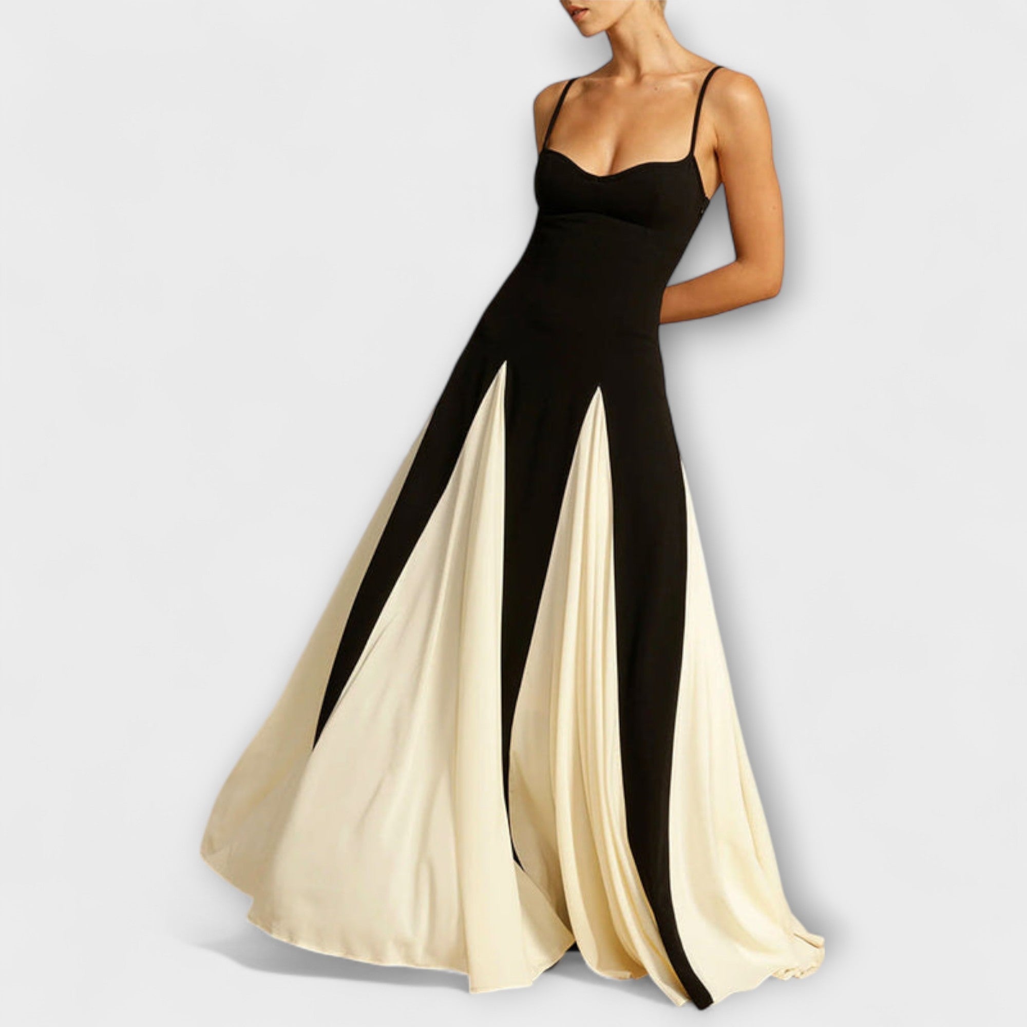 Annette | Maxi abito a trapezio dall'eleganza classica con pannelli in tulle — 4