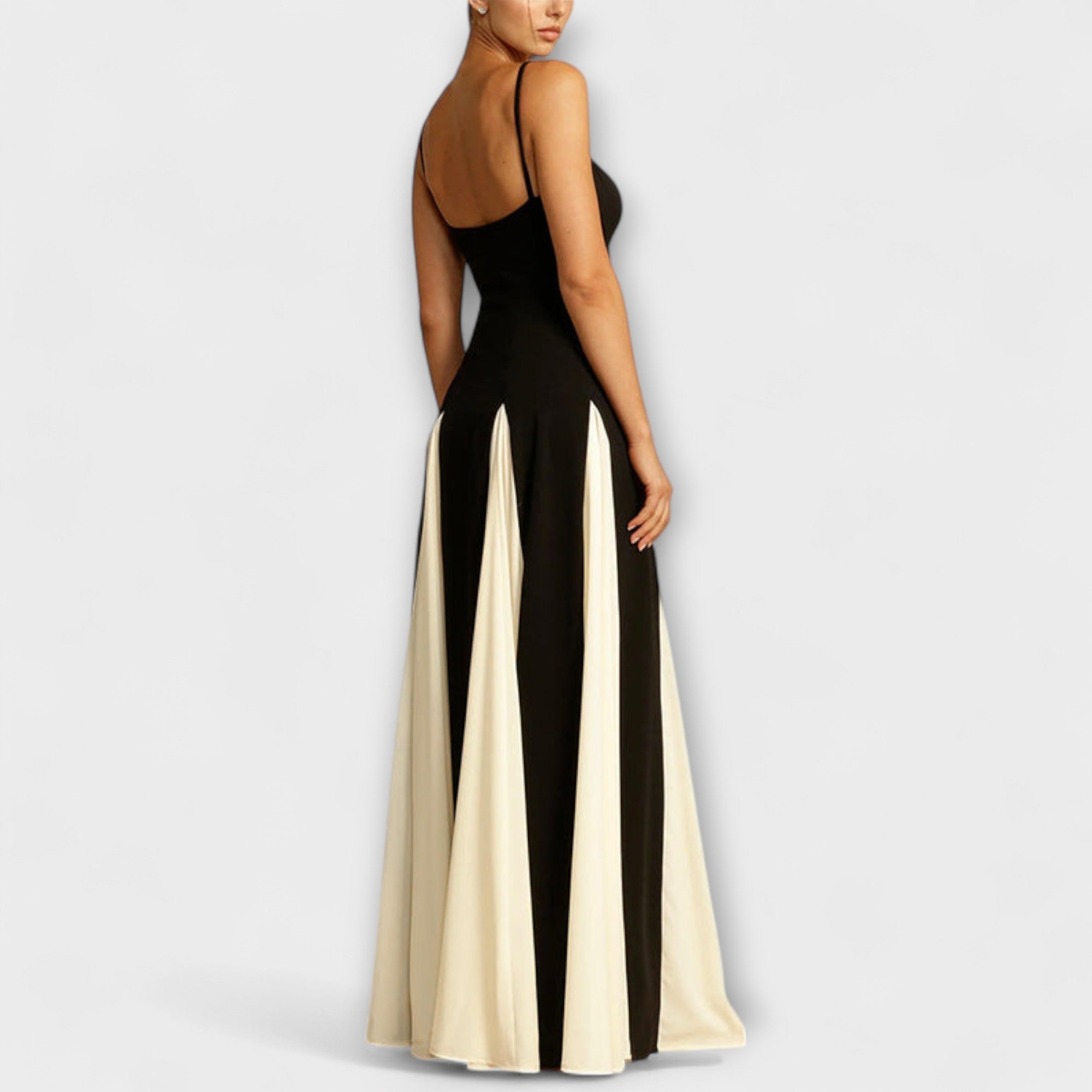 Annette | Maxi abito a trapezio dall'eleganza classica con pannelli in tulle — 6