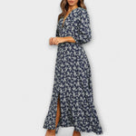 Linde | Abito lungo da donna con motivo floreale — 2