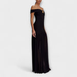 Marie | Maxi abito aderente senza spalline chic con decorazioni floreali — 4