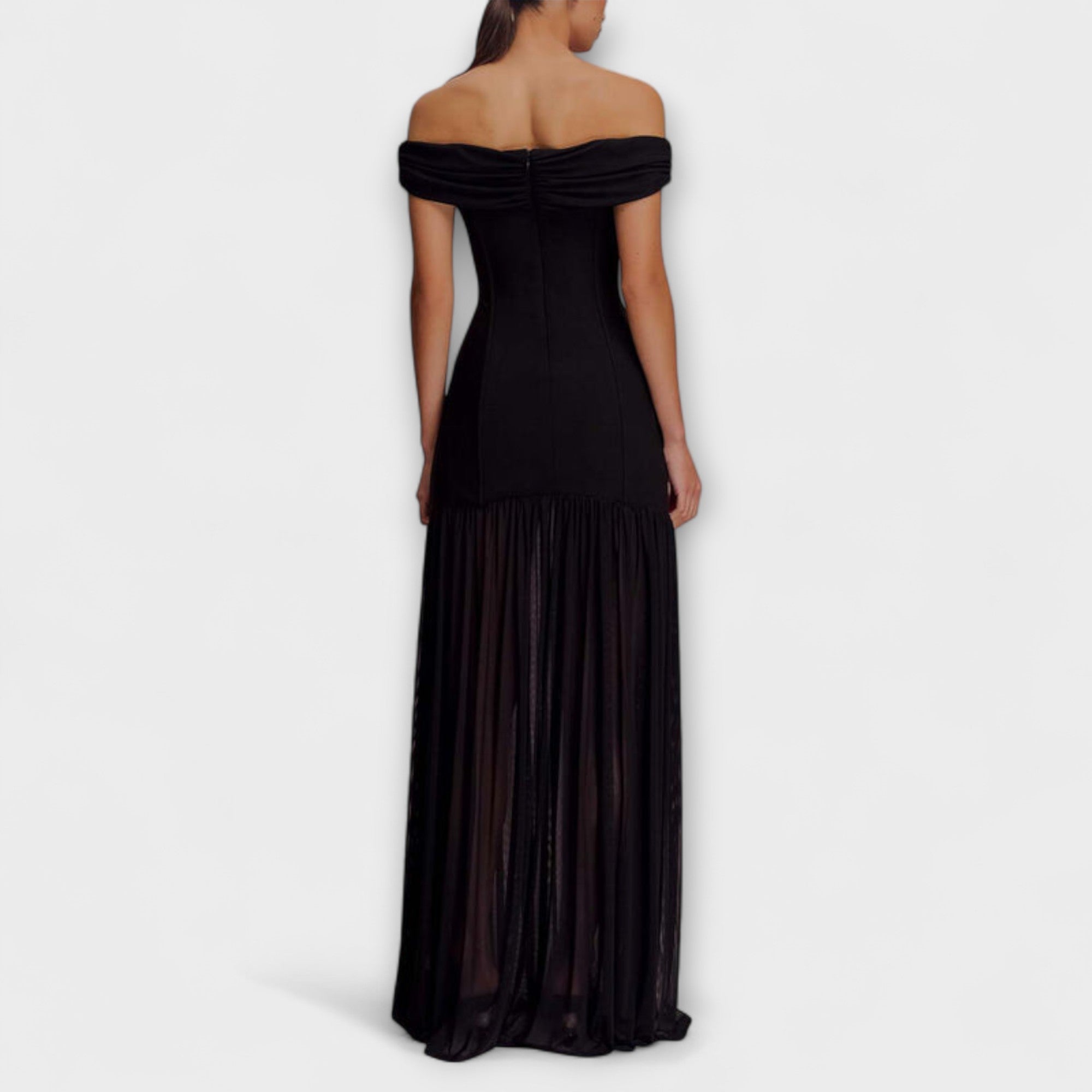 Marie | Maxi abito aderente senza spalline chic con decorazioni floreali — 6