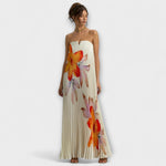 Selina | Maxi abito a cuore con motivo floreale arancione — 1