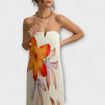 Selina | Maxi abito a cuore con motivo floreale arancione — 5