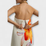 Selina | Maxi abito a cuore con motivo floreale arancione — 6