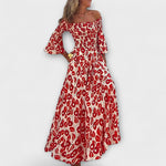 Mareike | abito con spalle scoperte con fiori marini — 1