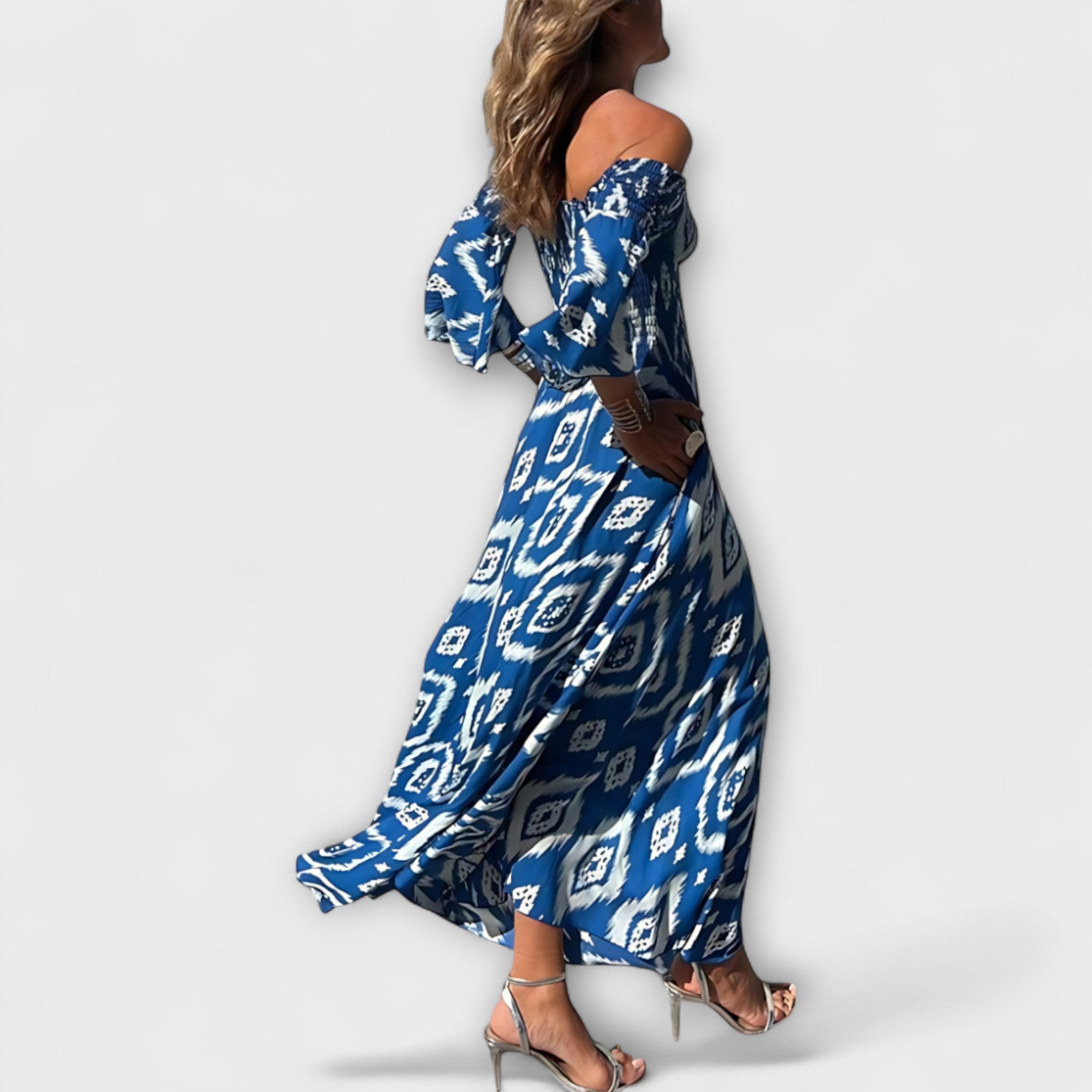 Mareike | abito con spalle scoperte con fiori marini — 8