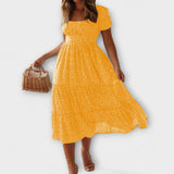 Margareta | Maxi abito con maniche a sbuffo con motivo floreale vintage — 3