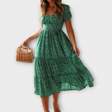 Margareta | Maxi abito con maniche a sbuffo con motivo floreale vintage — 4