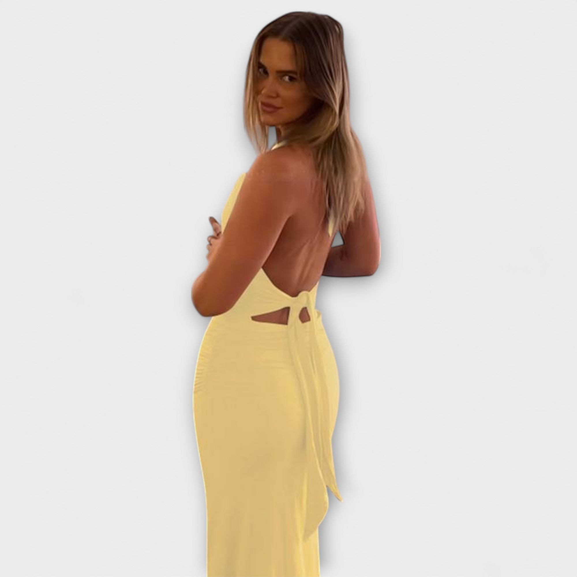 Bianca | Raffinato abito da gala con scollo all'americana e scollatura sulla schiena — 2
