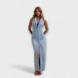 Minna | Abito lungo in denim a lavaggio medio — 1