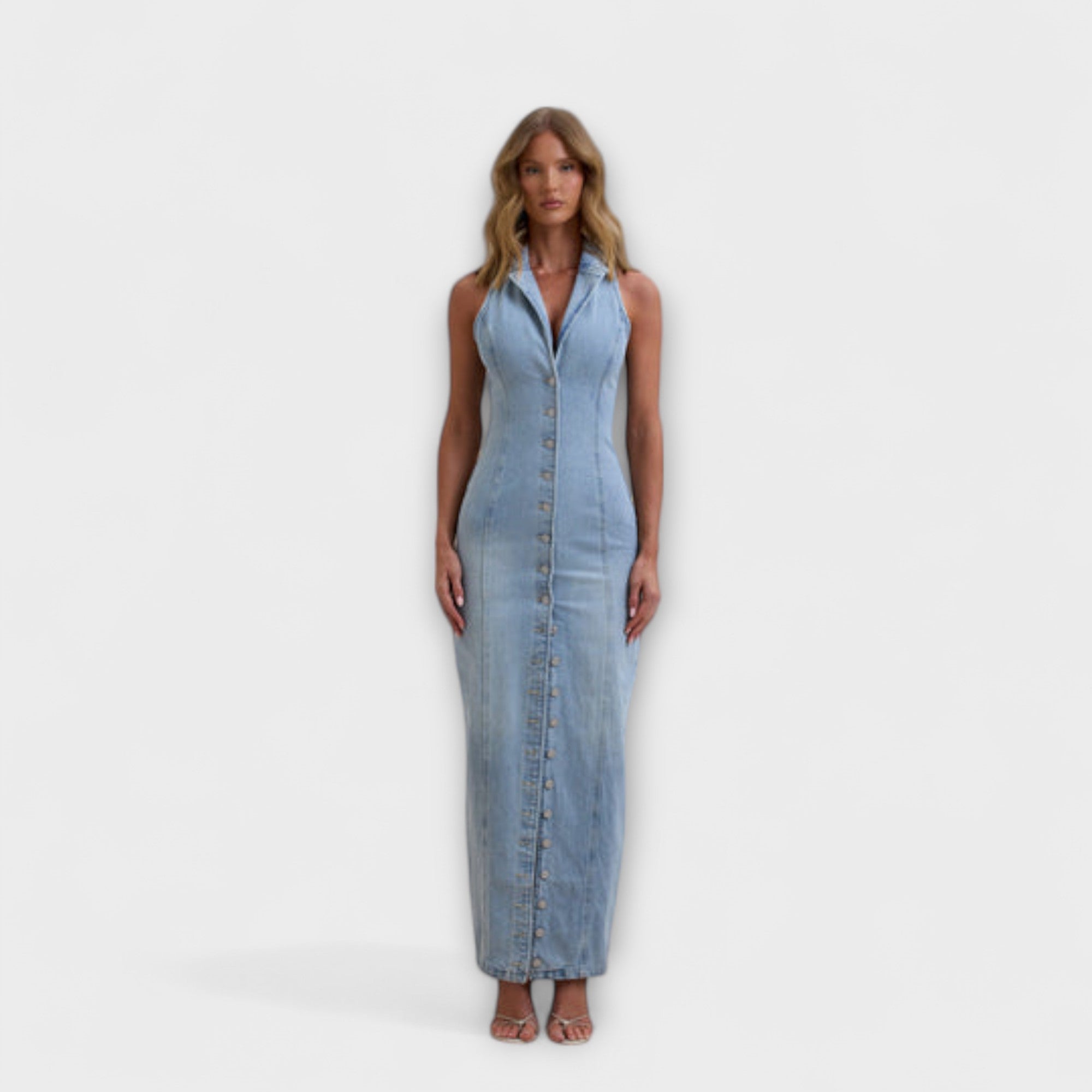 Minna | Abito lungo in denim a lavaggio medio — 2
