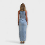 Minna | Abito lungo in denim a lavaggio medio — 3