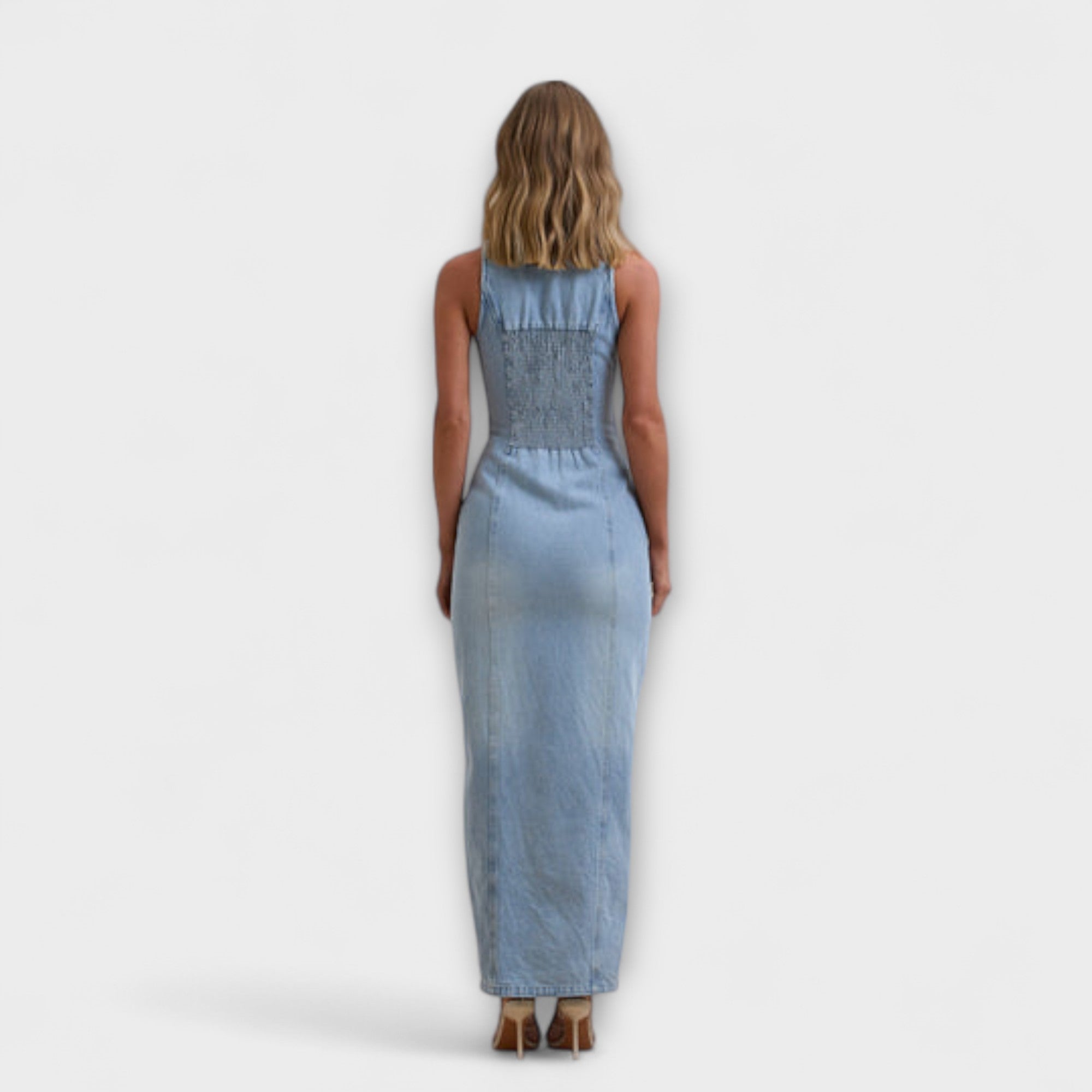 Minna | Abito lungo in denim a lavaggio medio — 3