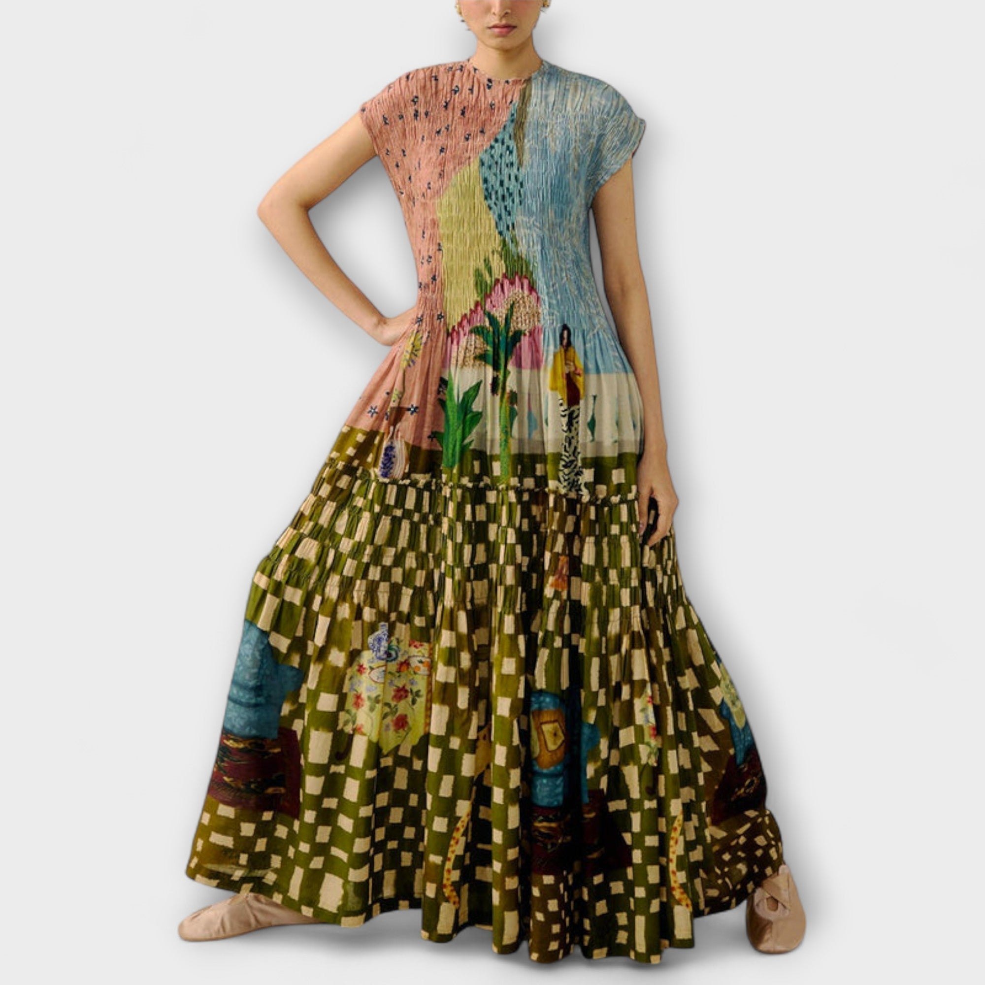 Edith | Abito plissettato con stampa animalier — 1