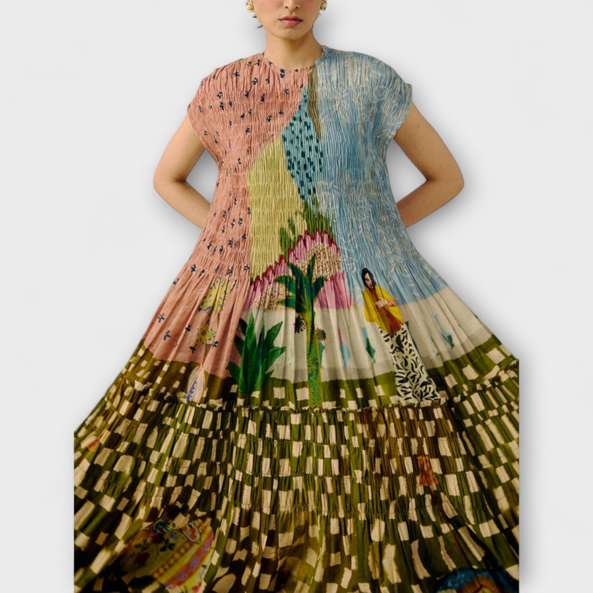 Edith | Abito plissettato con stampa animalier — 3