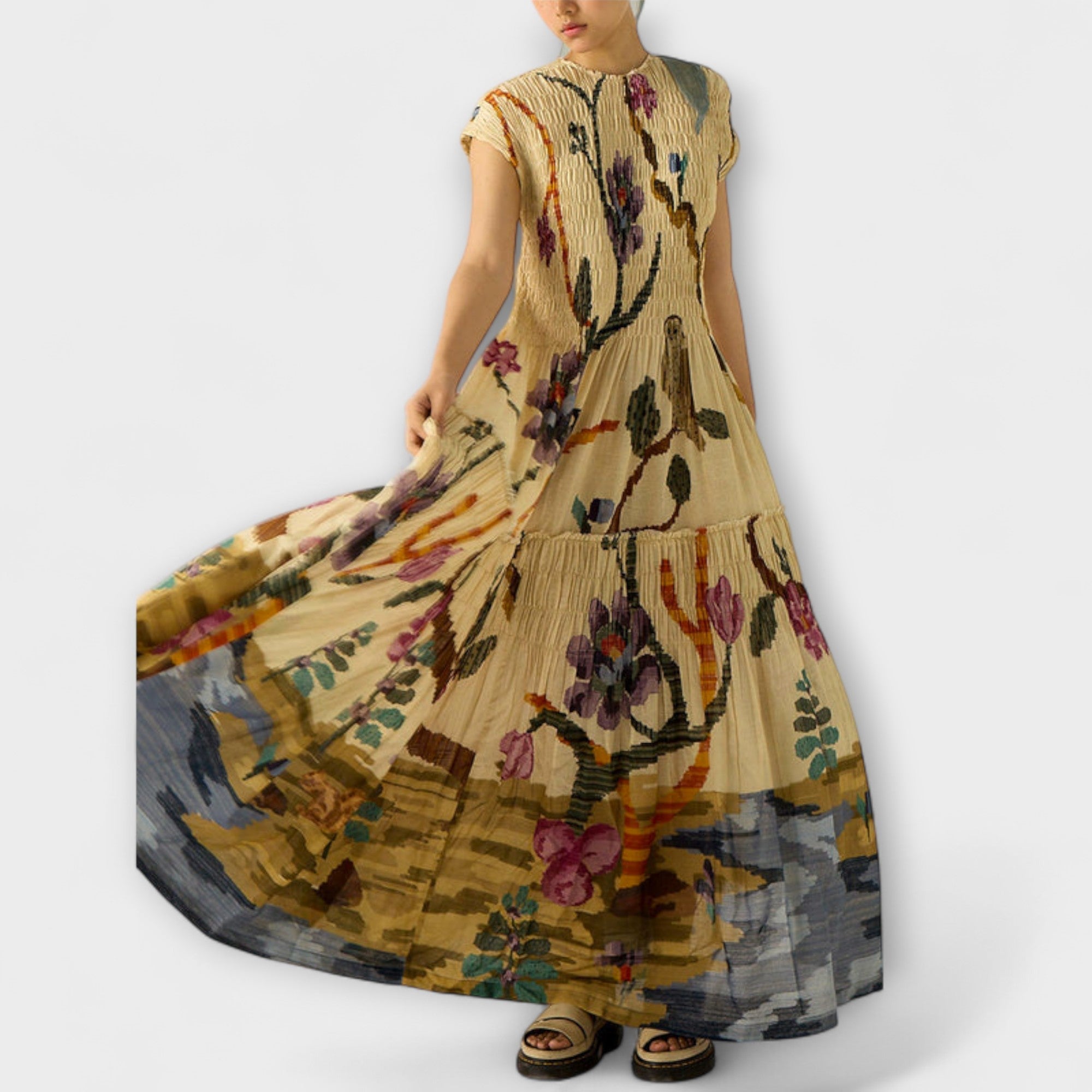 Edith | Abito plissettato con stampa animalier — 4