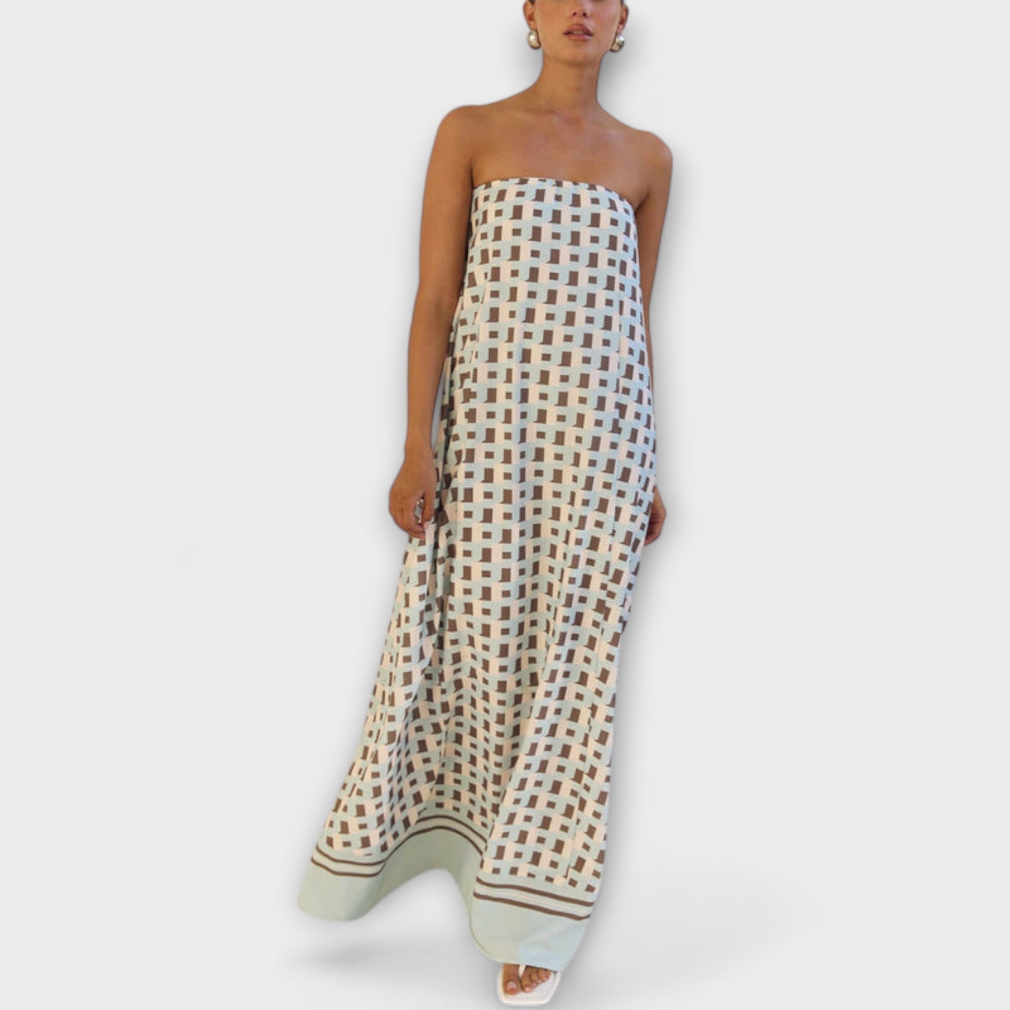 Marta | Esclusivo maxi abito geometrico con spalle scoperte — 1