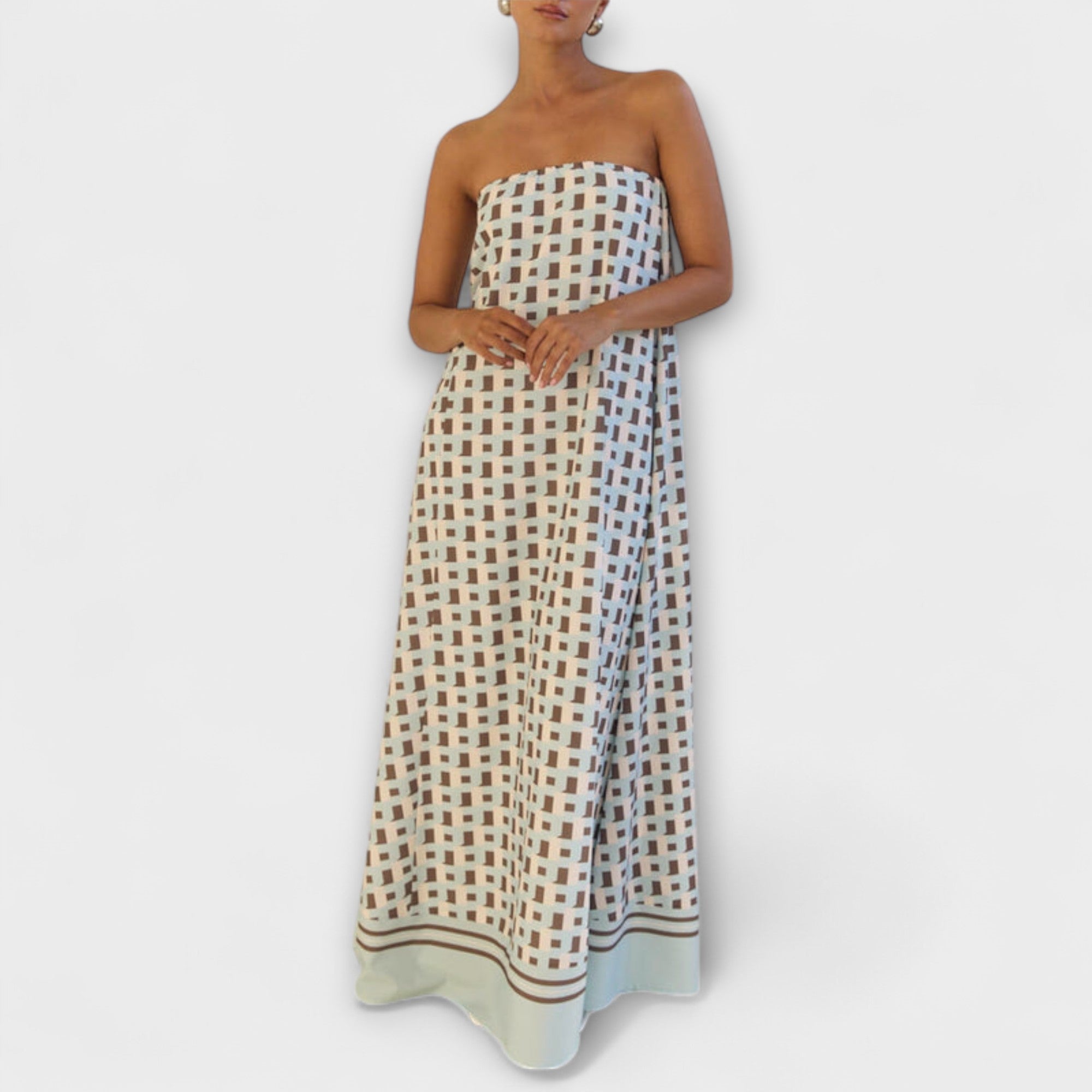 Marta | Esclusivo maxi abito geometrico con spalle scoperte — 5