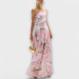 Isabelle | Splendido maxi abito pastello con spalle scoperte — 3
