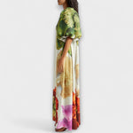 Amelie | Maxi abito con stampa floreale con colletto inclinato e maniche a sbuffo — 4