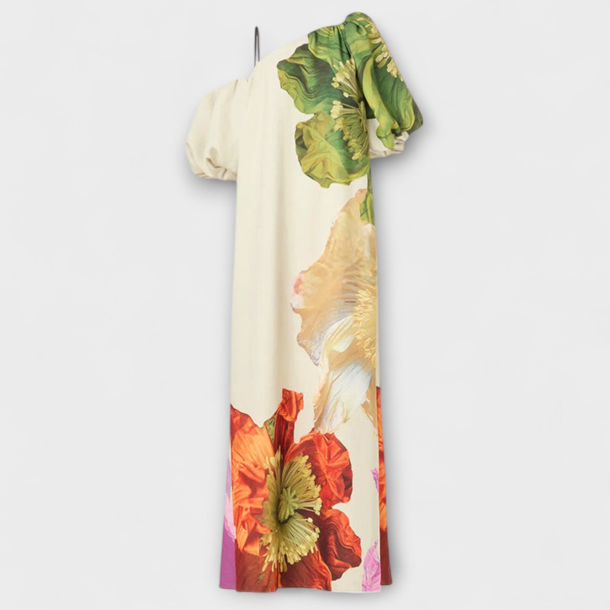 Amelie | Maxi abito con stampa floreale con colletto inclinato e maniche a sbuffo — 6