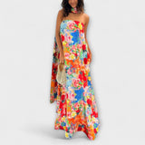 Verena | Maxi abito floreale con spalle scoperte — 1