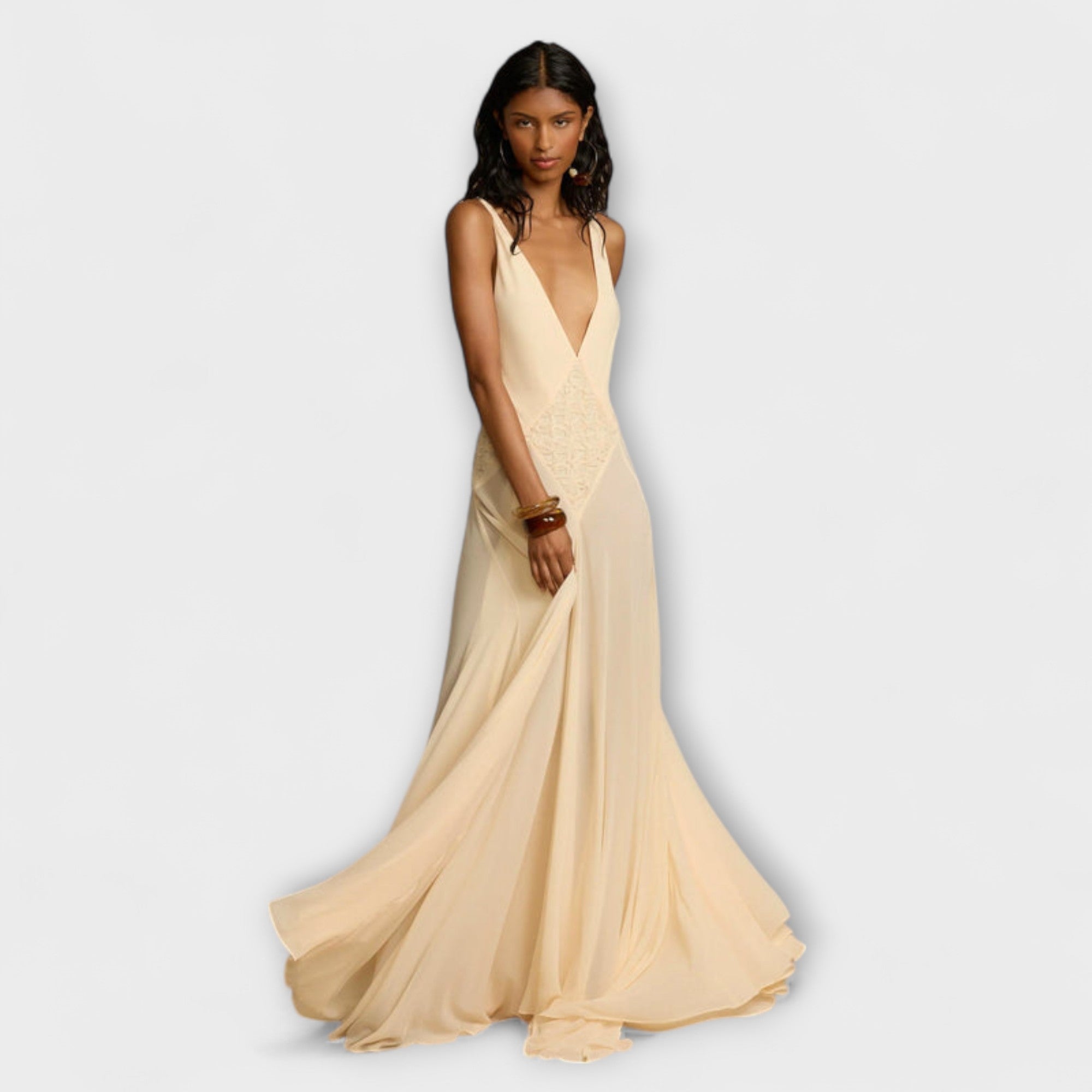 Marion | Abito maxi con profondo scollo a V — 1