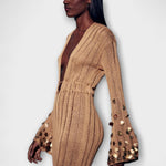 Theresa | Abito lungo in maglia color oro di Dolly — 5