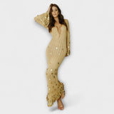 Theresa | Abito lungo in maglia color oro di Dolly — 7
