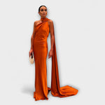 Saskia | Maxi vestito chic con scollo all'americana e spalle scoperte — 1
