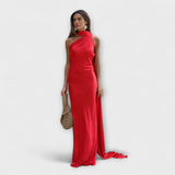 Saskia | Maxi vestito chic con scollo all'americana e spalle scoperte — 2