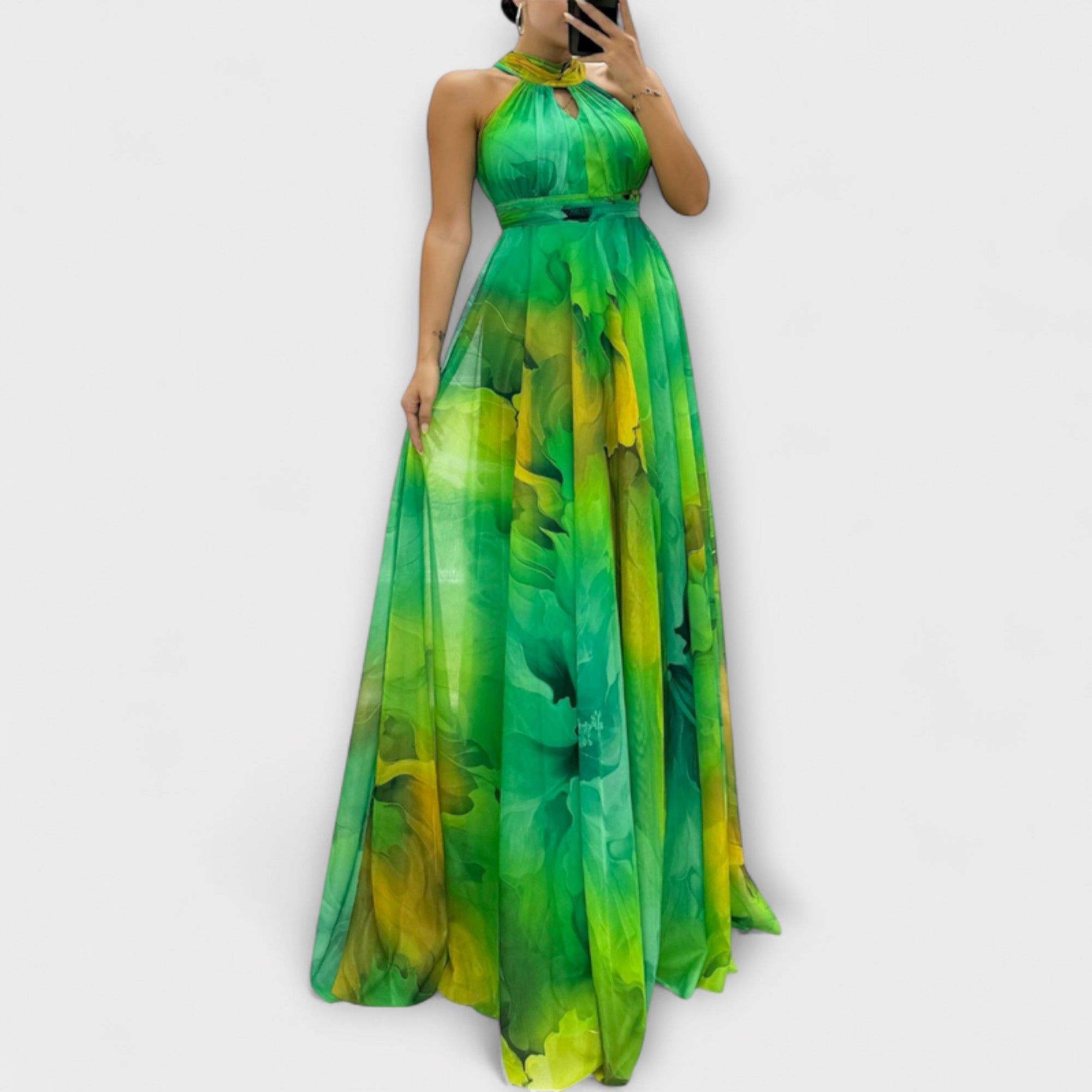 Luisa | Abito lungo in chiffon floreale — 2