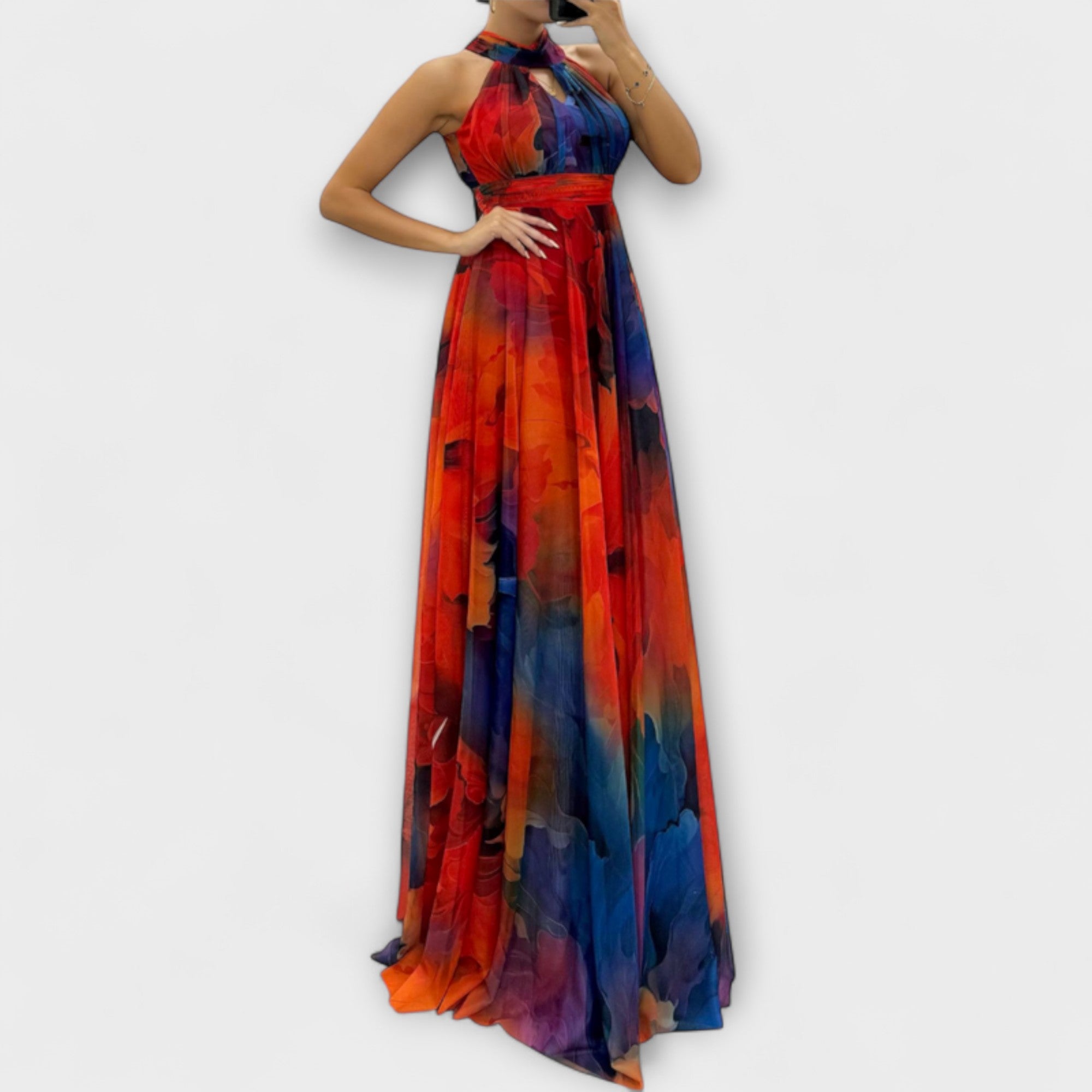 Luisa | Abito lungo in chiffon floreale — 5