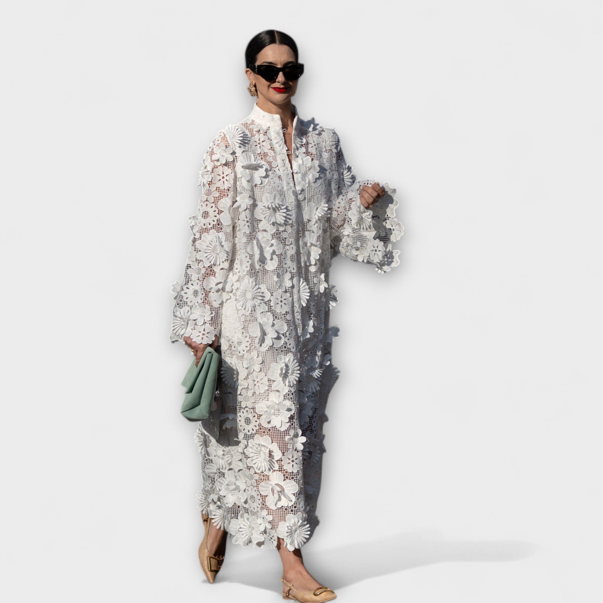 Julia | Elegante abito in pizzo bianco — 1