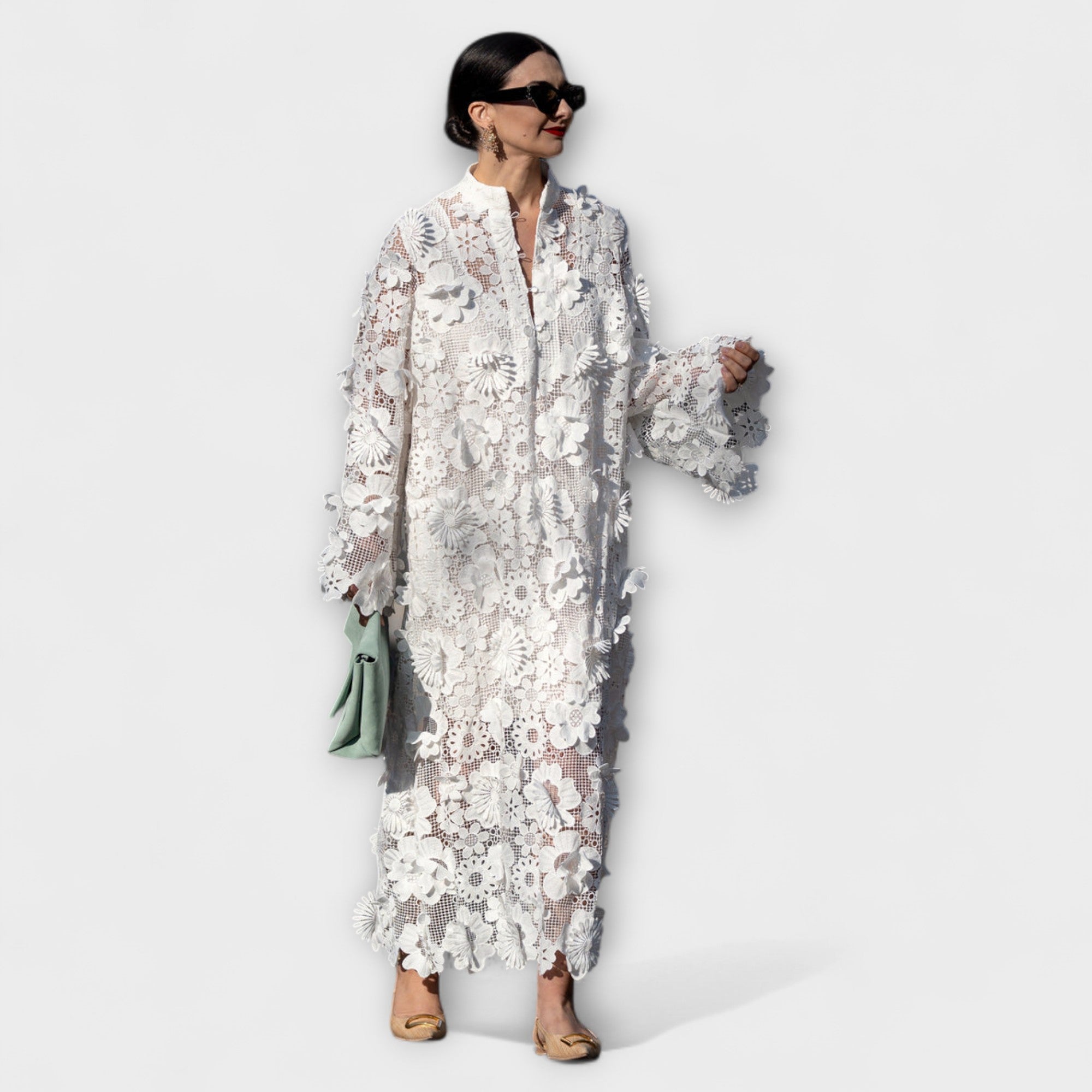 Julia | Elegante abito in pizzo bianco — 3