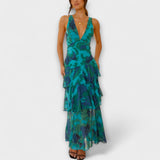 Gisela | Abito in chiffon con scollo a V e strati fluidi — 1
