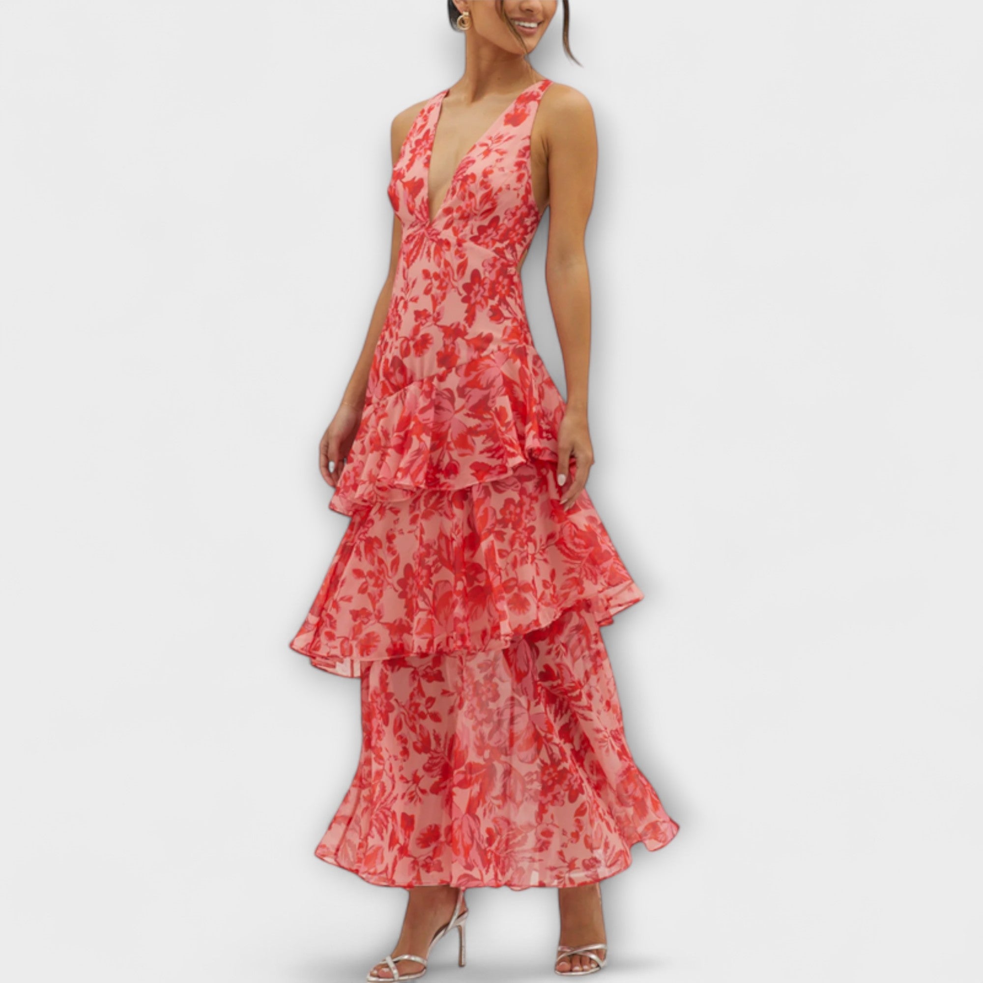 Gisela | Abito in chiffon con scollo a V e strati fluidi — 7