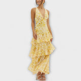 Gisela | Abito in chiffon con scollo a V e strati fluidi — 9