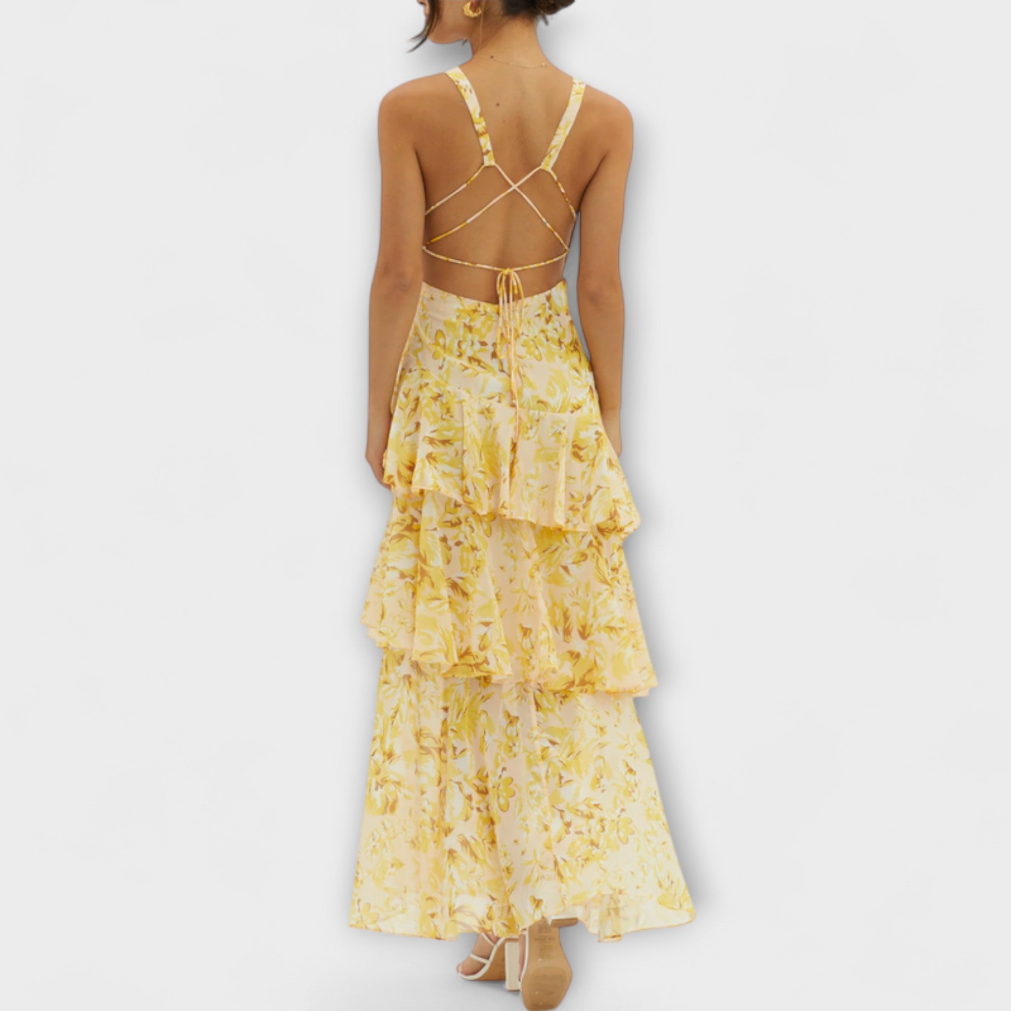 Gisela | Abito in chiffon con scollo a V e strati fluidi — 10