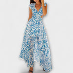 Tanja | Abito maxi con orli a volant e dettagli cut-out — 4