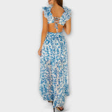 Tanja | Abito maxi con orli a volant e dettagli cut-out — 5