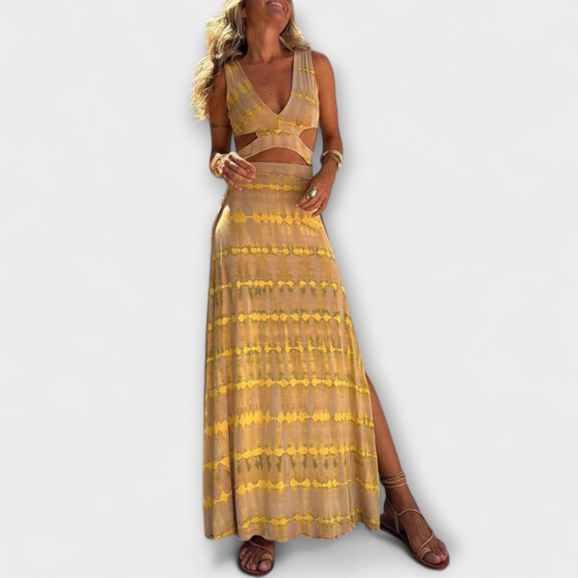 Martha | Abito elasticizzato con spacco ritagliato Eleanor Tie-Dye — 1