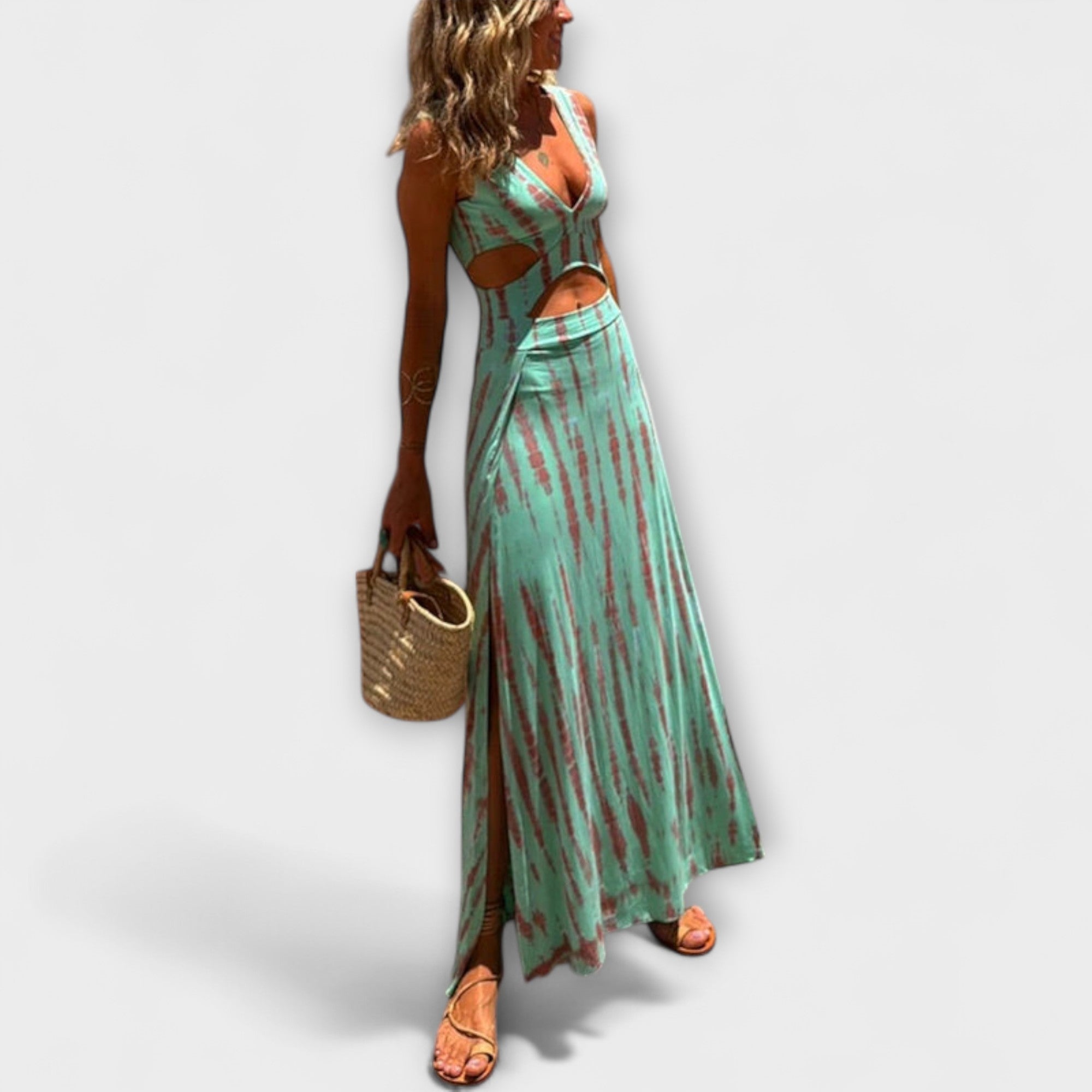 Martha | Abito elasticizzato con spacco ritagliato Eleanor Tie-Dye — 2