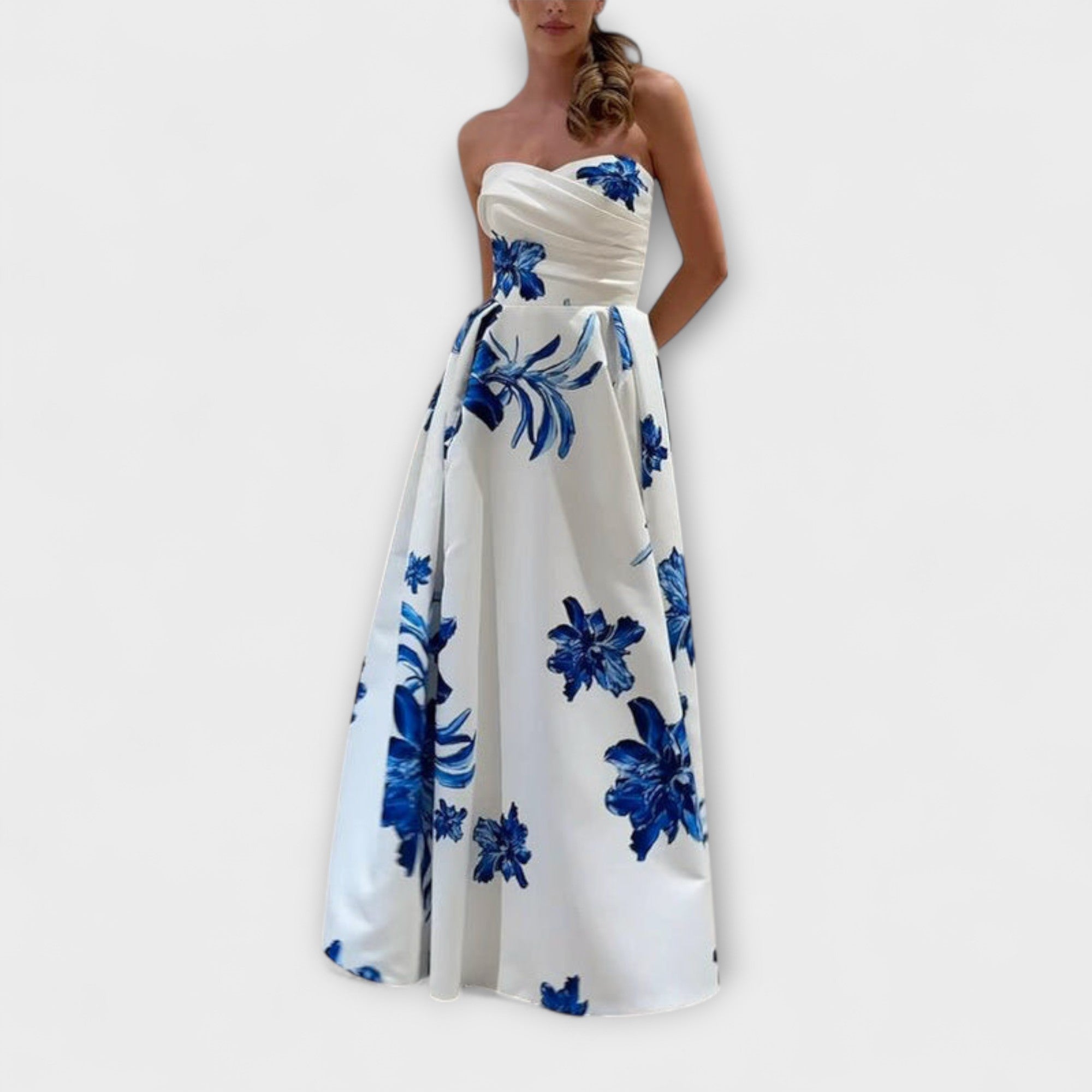 Alina | Maxi abito floreale chic con spalle scoperte — 1