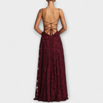 Margit | Maxi abito chic in pizzo floreale con spalline sottili — 4