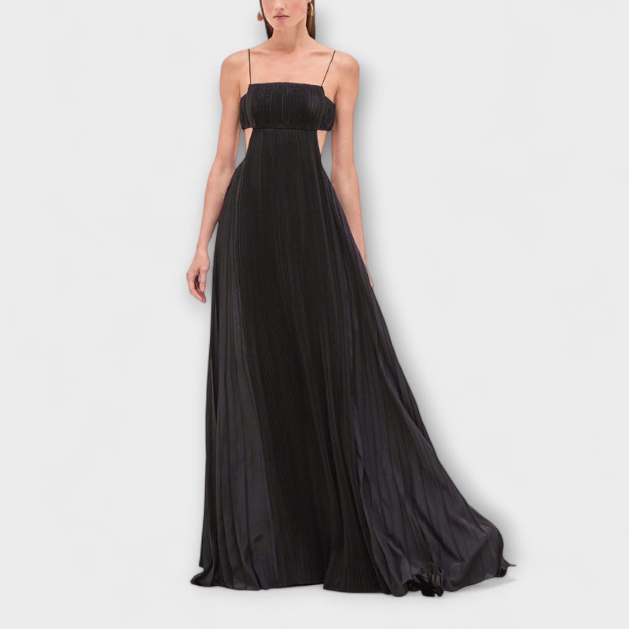 Heike | Abito lungo elegante e fluido con cut-out plissettato — 1