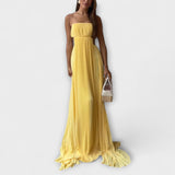 Heike | Abito lungo elegante e fluido con cut-out plissettato — 3