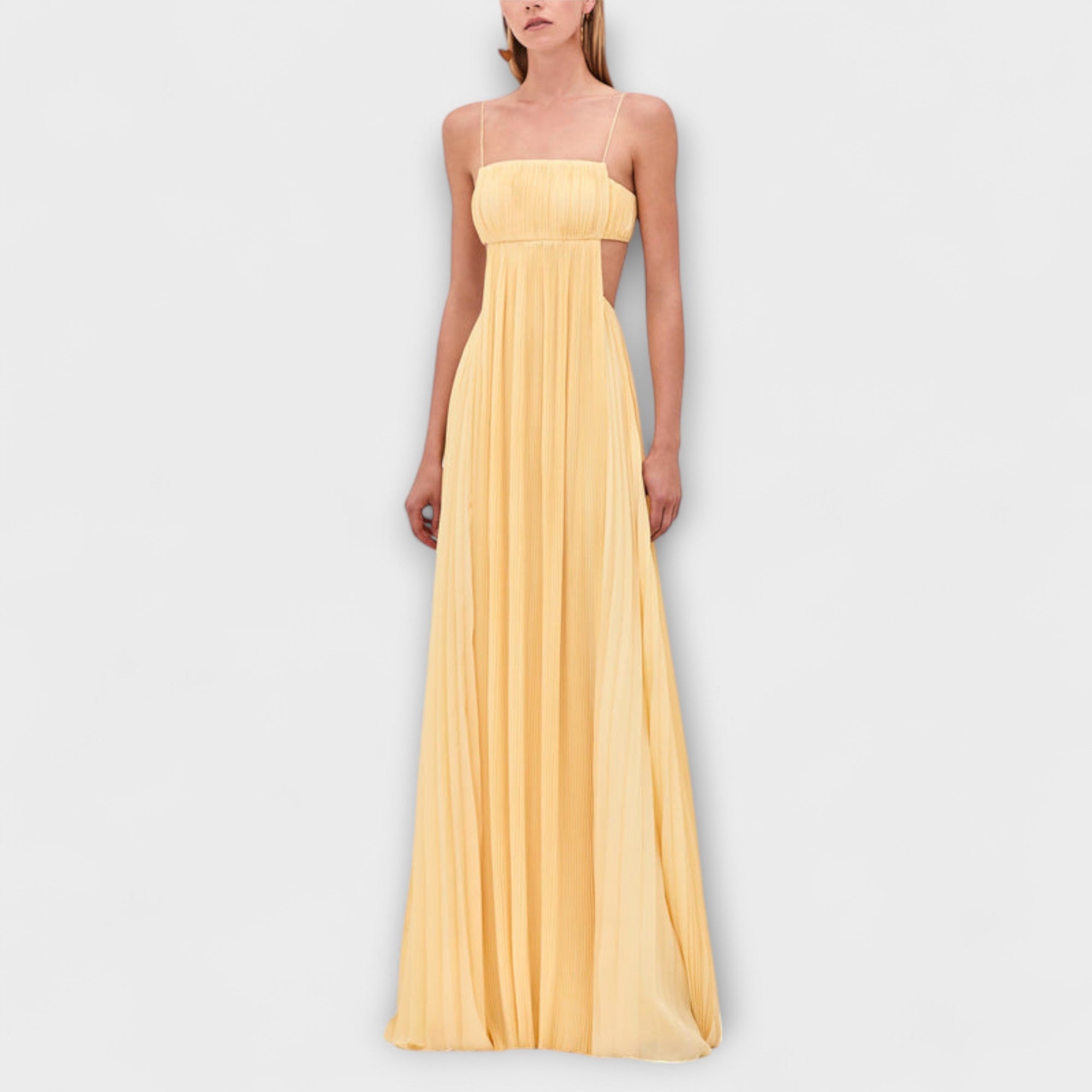 Heike | Abito lungo elegante e fluido con cut-out plissettato — 4