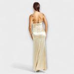 Lia | Abito in satin decorato con spalline allacciate sul retro — 2