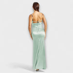 Lia | Abito in satin decorato con spalline allacciate sul retro — 4